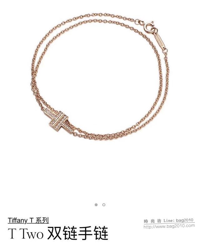 Tiffany純銀飾品 蒂芙尼女士專櫃爆款笑臉雙T雙層手鏈 Tiffany十字架項鏈手鏈  zgt1659
